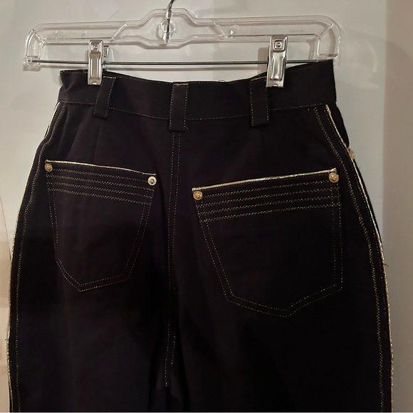 New Versus Versace Black Stretch Jeans Gold Piping size 28/42 Small made Italy - Picture 13 of 16